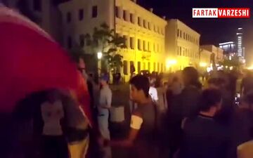 اجتماع طرفداران تیم ملی در کازان شب قبل از بازی با اسپانیا 